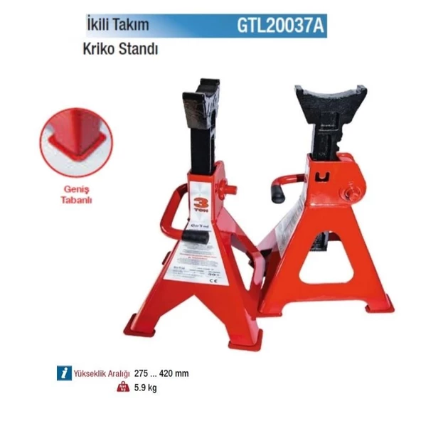 Gar Tool 3 Ton Araç Altı Sehpa İkili Set GTL20038A