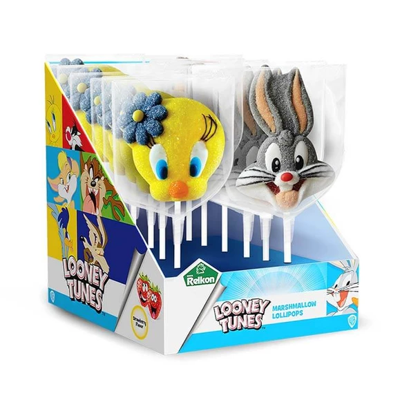 Relkon Orjinal Lisanslı Looney Tunes Marshmallow Lolipop 45 Gr (12 Adet)