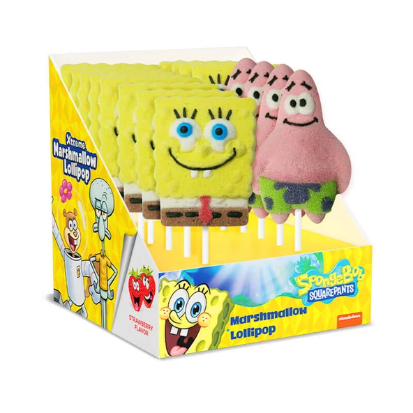 Relkon Orjinal Lisanslı Sponge Bob Square Pants Marshmallow Lolipop 45 Gr (12 Adet)