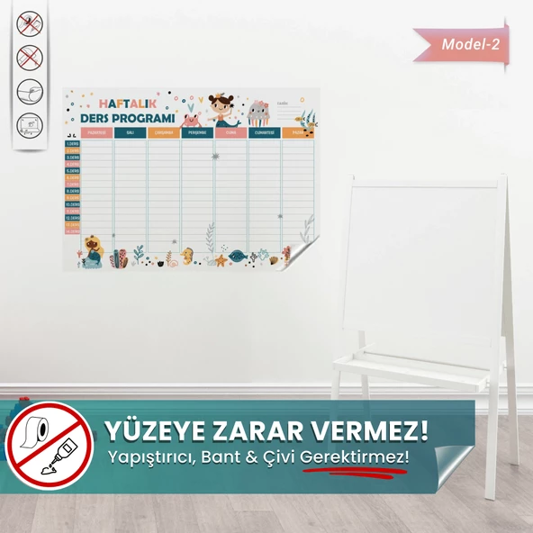 Haftalık Çalışma Ders Programı, Yapışkansız Tutunan Sihirli Akıllı Kağıt, Ders Planlayıcı Çizelgesi