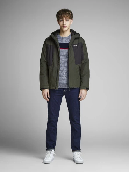 JACK JONES Erkek Kapüşonlu Haki Renk Mont 12140297 - 2