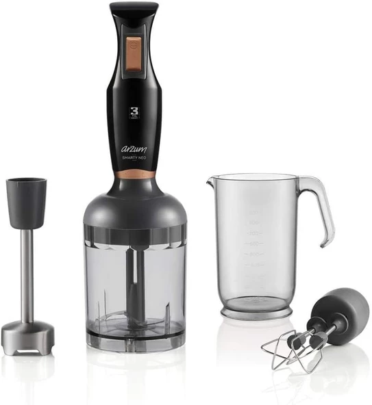 Arzum AR1108-S Smarty Neo El Blender Seti, 900 W, 800 ml Hazne, Siyah