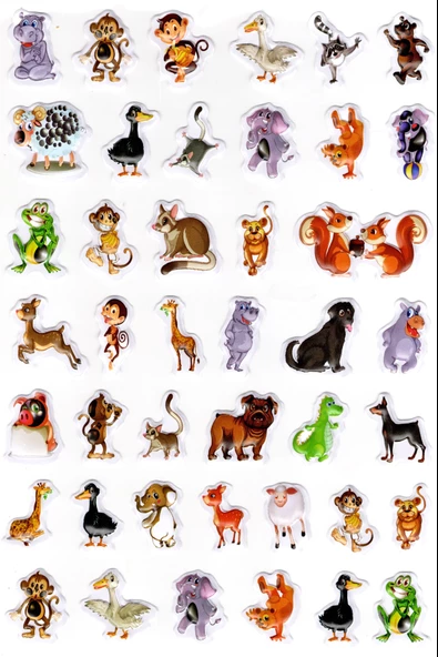 Sticker Kabartmalı A4 Boyutunda Stiker Defter, Planlayıcı Etiket-(lim547) - Sevimli Hayvanlar
