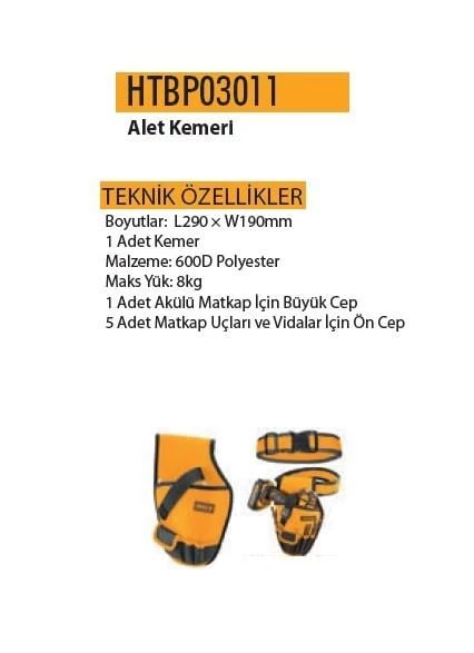 İngco Cepli Alet Kemeri 6 Gözlü Ayarlı Kemerli 290x190mm HTBP03011 - 2