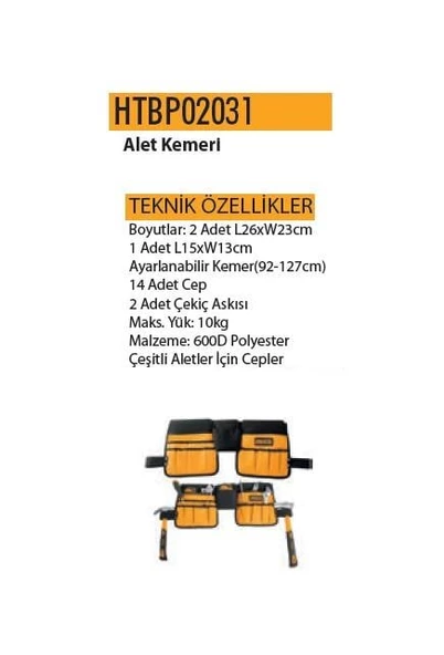 İngco Cepli Alet Kemeri 14 Gözlü Ayarlı Kemerli HTBP02031 - 2