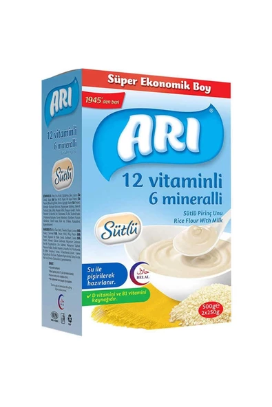 ARI 12 VİTAMİNLİ 6 MİNERALLİ SÜTLÜ PİRİNÇLİ SADE 500 GRAM