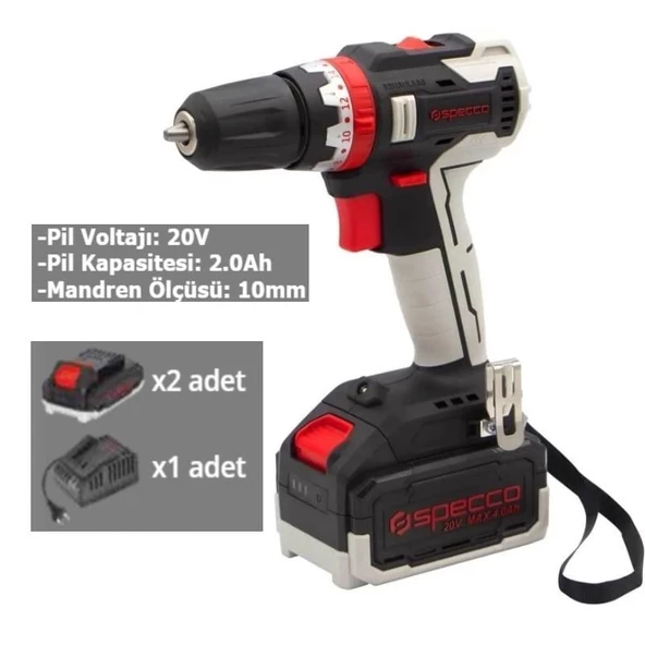 Specco Profesyonel 20V Akülü Darbeli Delme Vidalama 2A Çift Akü Çantalı XSP20V-4040 - 2