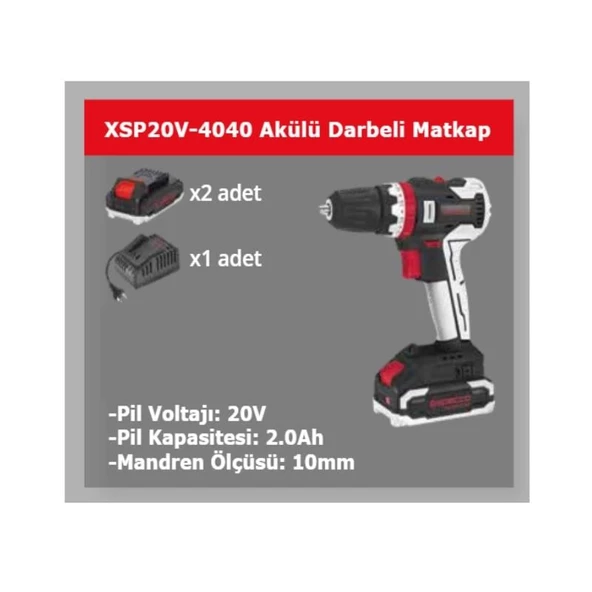 Specco Profesyonel 20V Akülü Darbeli Delme Vidalama 2A Çift Akü Çantalı XSP20V-4040 - 3