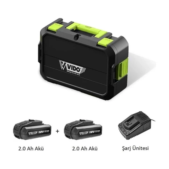 Vido Profesyonel 21V Akülü Darbeli Delme Vidalama 60 Nm. Tork Kömürsüz Motor Çanta + Çift Akü WD040210210 - 2