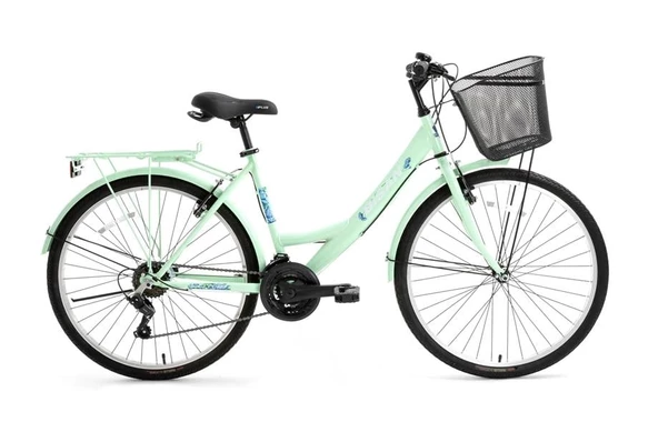 BİSAN LOTUS KADIN ŞEHİR BİSİKLETİ 44CM V 26 JANT 21 VİTES MİNT YEŞİL BEYAZ