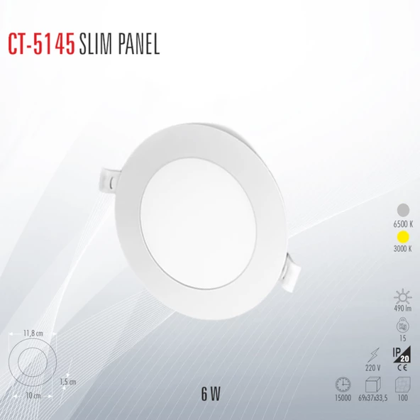 CATA CT-5145 SLİM LED PANEL BEYAZ (5 ADET)