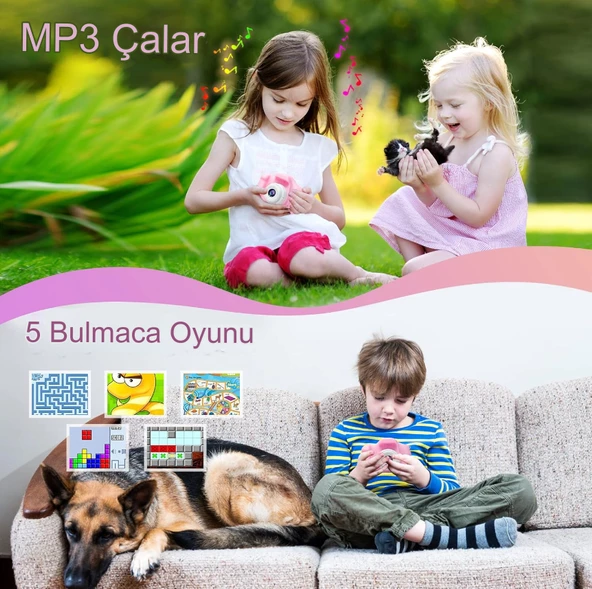 QASUL Çocuk Dijital Fotoğraf Makinası 20 MP Video Kaydedici 2.0 inç Kamera, Müzik ,Oyun, Eğlence - 4