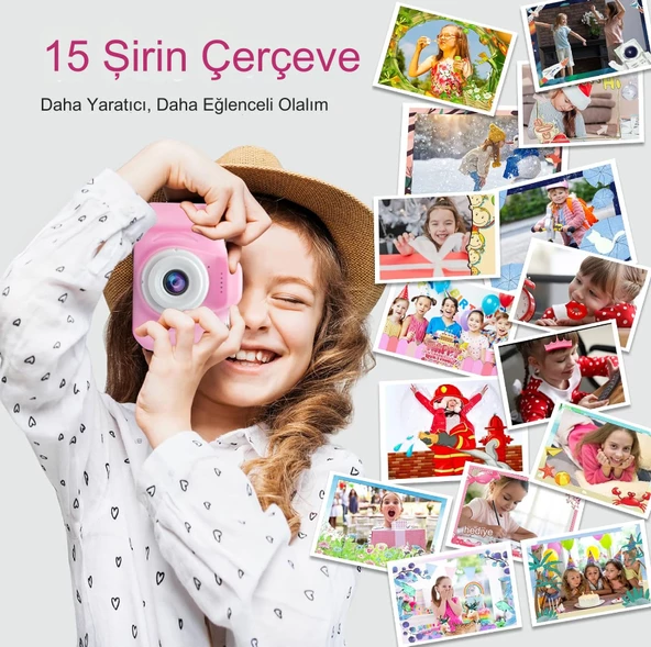 QASUL Çocuk Dijital Fotoğraf Makinası 20 MP Video Kaydedici 2.0 inç Kamera, Müzik ,Oyun, Eğlence - 3