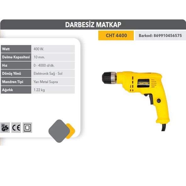 Chattel 400W Elektrikli Matkap CHT4400 - 2