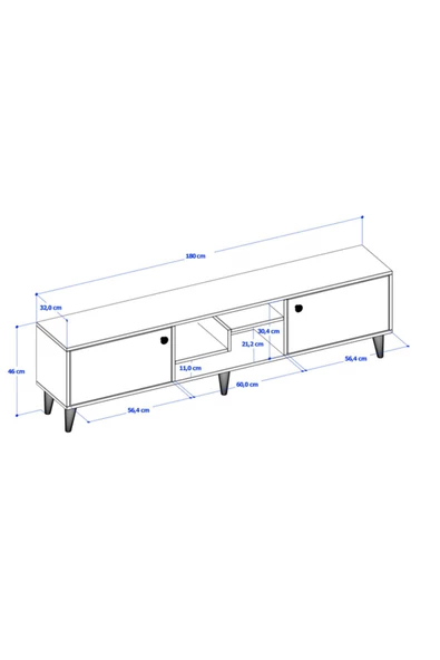 ANZERA Lizbon Tv Ünitesi - Atlantik Çam - Antrasit - 2 Kapaklı - Resim 4