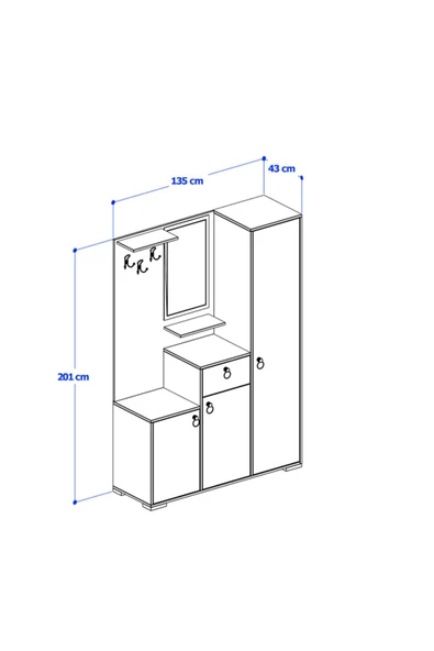 ANZERA Lavia Portmanto - Kapaklı - Çekmeceli Antrasit - Resim 2