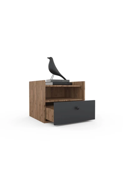 ANZERA Mono Komodin - Atlas Çam / Antrasit - Tek Çekmeceli - Resim 2