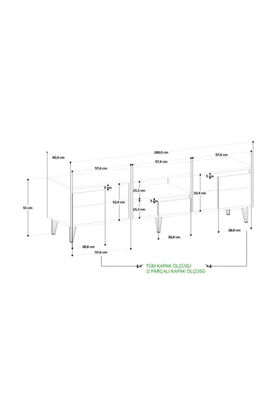 ANZERA Venge Tv Ünitesi - Atlantik Çam - Çam Rengi - 5 Çekmeceli - Resim 2