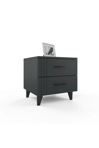 ANZERA Paris Komodin - Antrasit - Çekmeceli - Çizgili ürün görseli 1