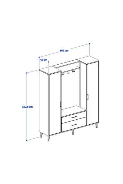 ANZERA Malta Portmanto / Vestiyer - Atlantik Çam - Çam Rengi - Çekmeceli - Resim 3