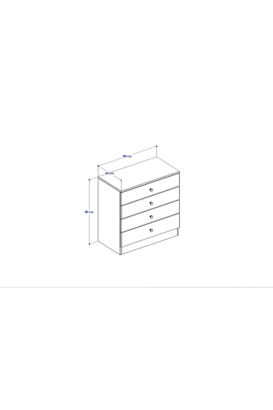 ANZERA Berlin Şifonyer - Siyah - 4 Çekmeceli - Resim 3