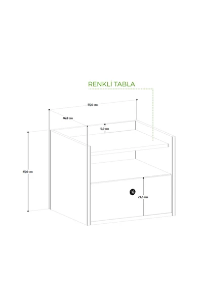 ANZERA Mono Komodin - Atlantik Çam - Kahverengi - Tek Çekmeceli - Resim 2