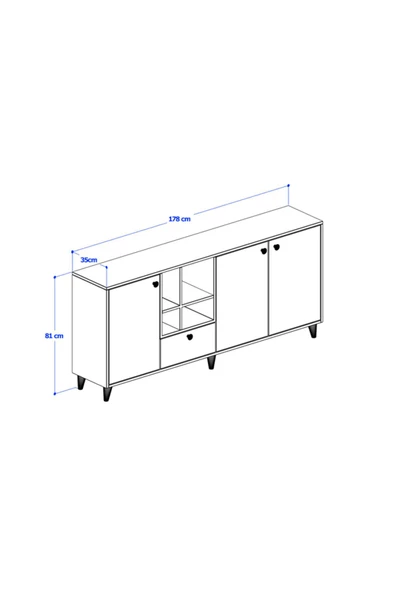ANZERA Opus Konsol - Siyah - 4 Kapaklı - Resim 3