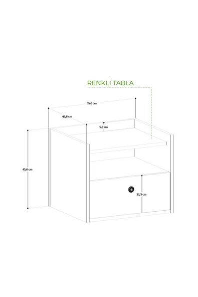 ANZERA Mono Komodin - Beyaz - Tek Çekmeceli - Resim 2