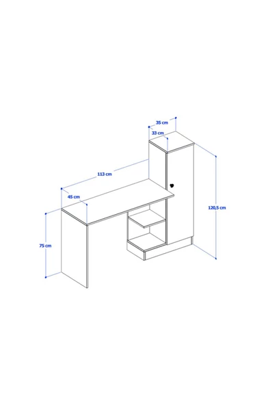 ANZERA Opus Ofis / Çalışma Masası - Atlantik Çam / Antrasit - Dolaplı - 3