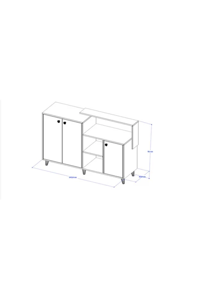 ANZERA Siena Şifonyer / Konsol - Atlantik Çam - Çam Rengi - 4 Kapaklı - Resim 3