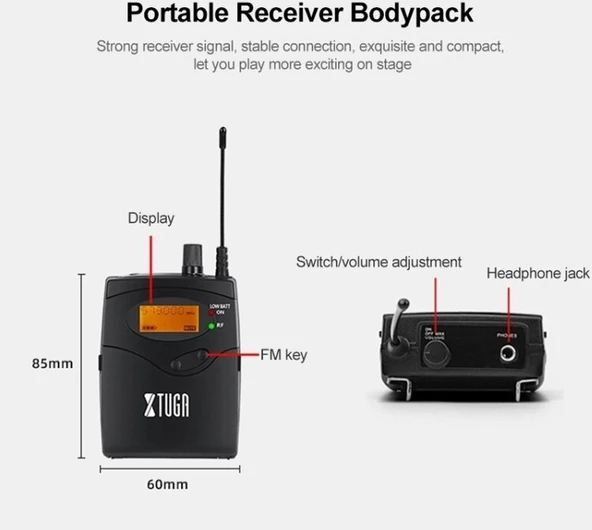 Cbtx Xtuga Iem1200 Kablosuz Alıcı Bodypack Sahne Şarkıcısı Kulak Monitör Sistemi - 2