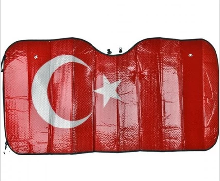 Carub Standart Boy Türk Bayrağı Oto Ön Cam Perde Güneşlik Balonlu Vantuzluzlu - 2