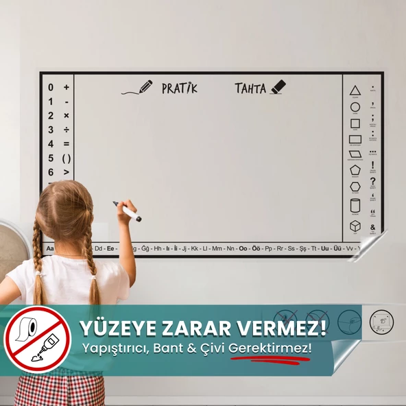 Pratik Tahta, Yüzeye Zarar Vermeyen Akıllı Kağıt, Yazı Tahtası, Yeri Değiştirilebilir, Taşınabilir