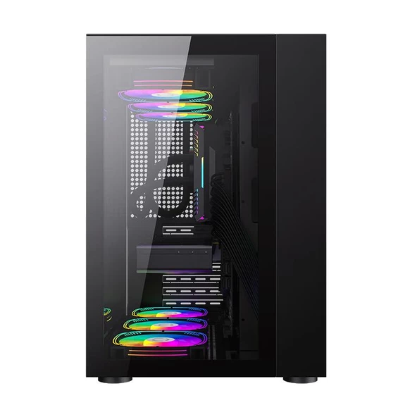 SNT WARZONE II 750 Watt 80+ Bronze Güç Kaynağı  7x Argb Fan Uzaktan Kumandalı ARGB Controller Gaming Kasa Siyah - 7