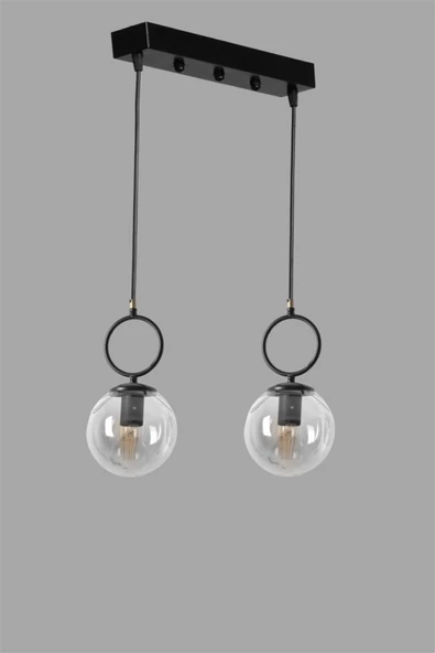 Lumexx Morino 2 Li Sıralı Füme Camlı Siyah Sarkıt - Resim 2