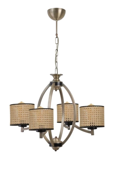 Lumexx Paul 4 Lü Eskitme Avize Rattan Abajurlu ürün görseli