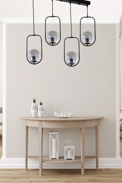 Lumexx Ahu 4 Lü Sıralı Füme Camlı Siyah Sarkıt ürün görseli