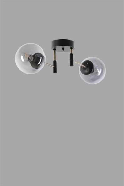 Lumexx Dolunay 2 Li Siyah Füme Camlı Avize - Resim 2