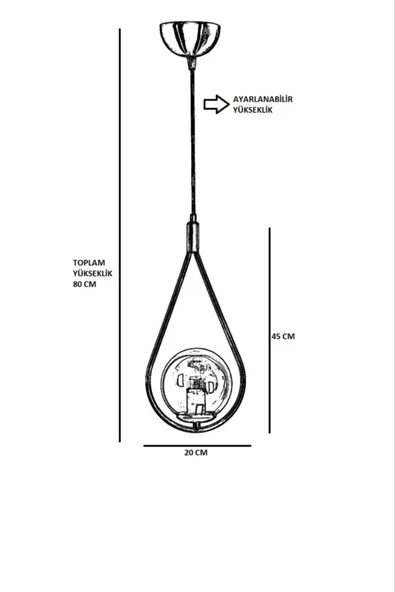 Lumexx Damla Tekli Füme Camlı Siyah Sarkıt - Resim 3