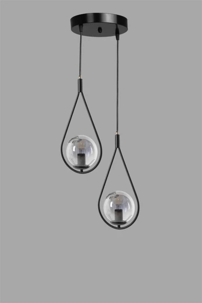 Lumexx Damla 2 Li Tepsili Füme Camlı Siyah Sarkıt - Resim 2