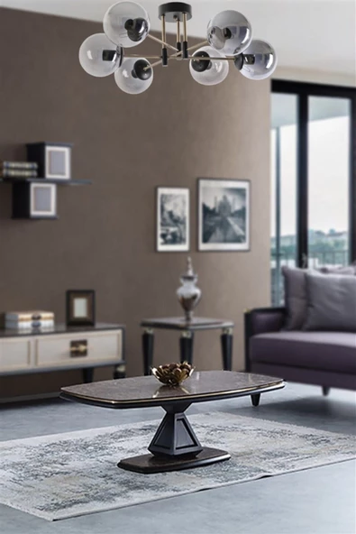 Lumexx Dolunay 6 Lı Siyah Füme Camlı Avize ürün görseli