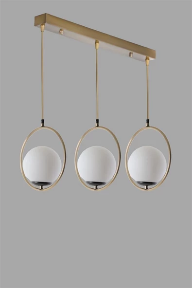 Lumexx Ring 3 Lü Sıralı Beyaz Camlı Eskitme Sarkıt - Resim 3