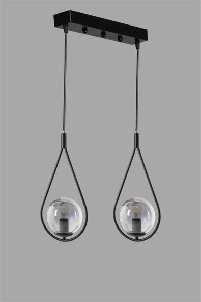 Lumexx Damla 2 Li Sıralı Füme Camlı Siyah Sarkıt - Resim 2