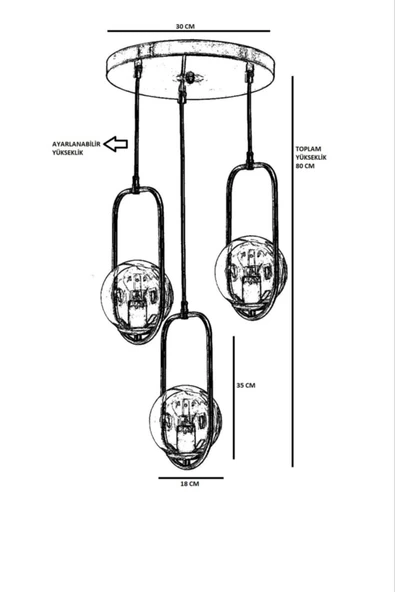 Lumexx Ahu 3 Lü Tepsili Bal Camlı Eskitme Sarkıt - Resim 4