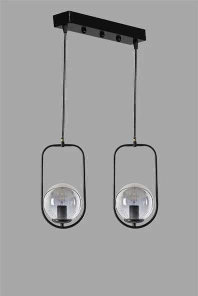 Lumexx Ahu 2 Li Sıralı Füme Camlı Siyah Sarkıt - Resim 2