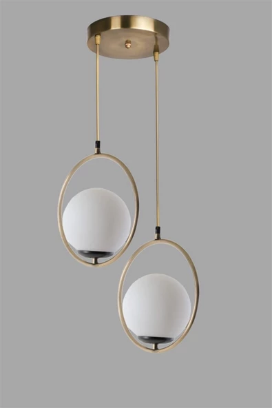 Lumexx Ring 2 Li Tepsili Beyaz Camlı Eskitme Sarkıt - Resim 2