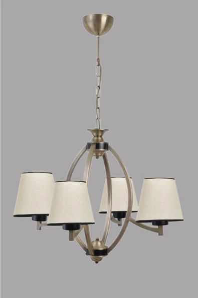 Lumexx Paul 4 Lü Eskitme Avize Açık Hasır Abajurlu - Resim 2