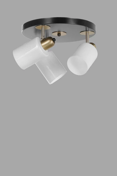 Lumexx Nomi 3 Lü Tepsili Siyah Beyaz Camlı Avize - Resim 2