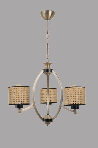 Lumexx Paul 3 Lü Eskitme Avize Rattan Abajurlu - Resim 2