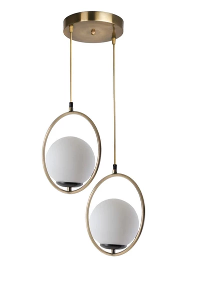 Lumexx Ring 2 Li Tepsili Beyaz Camlı Eskitme Sarkıt ürün görseli